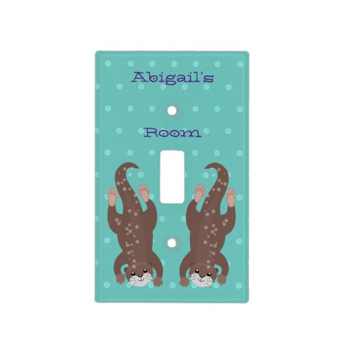 Cute otter diving on teal cartoon illustration  light switch cover