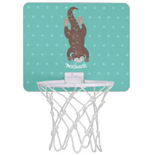 Cute otter diving on teal cartoon illustration mini basketball hoop