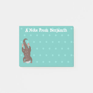Cute otter diving on teal cartoon illustration post-it notes