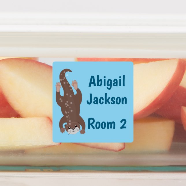 Cute otter diving personalized cartoon  labels (Affixed)