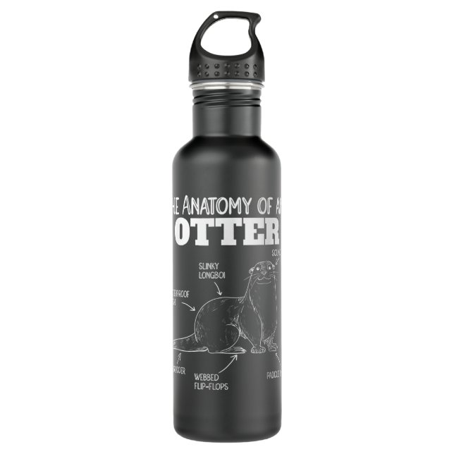 Cute Otter Explanation Anatomy Of An Otter  Stainless Steel Water Bottle (Front)