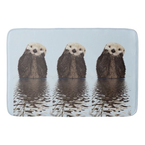 Cute Otter Face Nature Photo Bathroom Mat