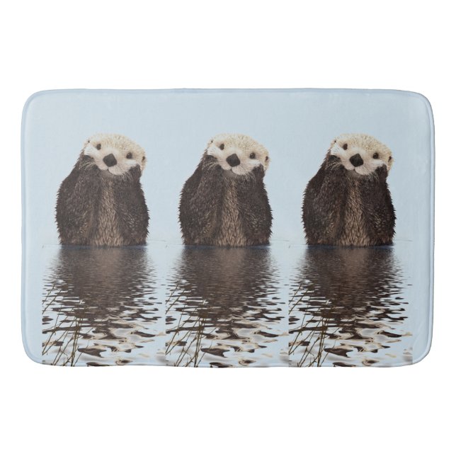 Cute Otter Face Nature Photo Bathroom Mat (Front)