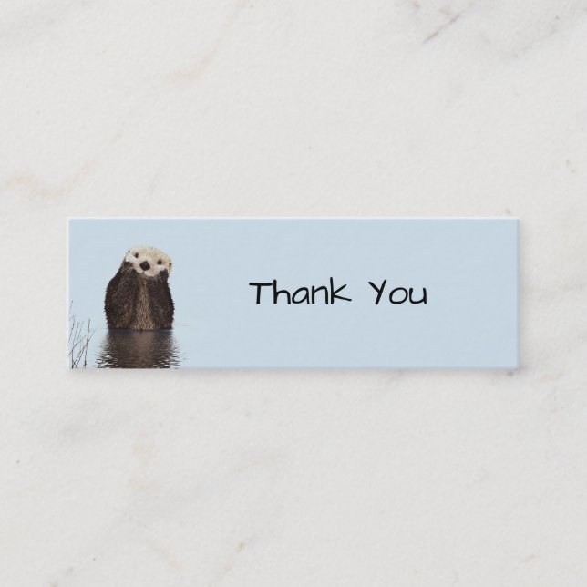 Cute Otter Face Nature Photo Mini Business Card (Front)