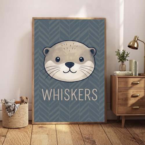 Cute Otter Face Whiskers Typography Nursery Poster