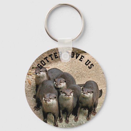 Cute Otter Family Wildlife Photo  Funny Otter Keychain