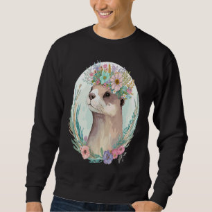 Cute Otter Flower Crown Floral Animal Sweatshirt