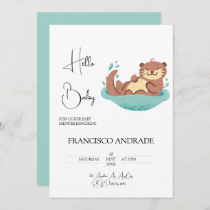 Cute Otter Forest Animal Watercolor Invitation