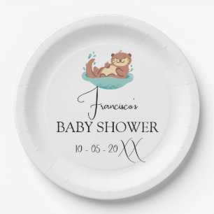 Cute Otter Forest Animal Watercolor Paper Plates