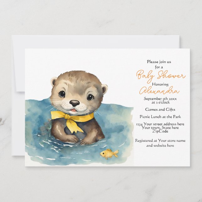 Cute Otter Gender Neutral Baby Shower Invitation (Front)