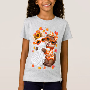 Cute Otter Ghost Halloween Fall Autumn T-Shirt