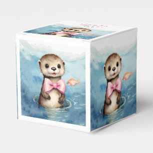 Cute Otter Girl Baby Shower Favor Box