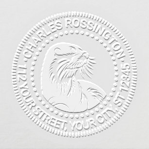 Cute Otter Head #2 Name Return Address Embosser