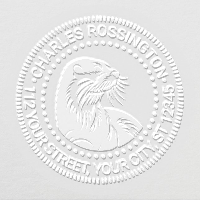 Cute Otter Head #2 Name Return Address Embosser (Design)