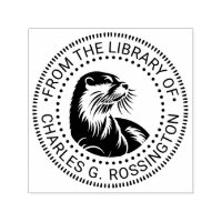 Cute Otter Head #2 Round Library Book Name