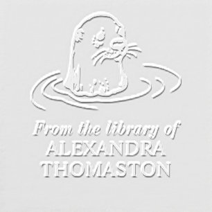 Cute Otter Head Library Book Name Embosser