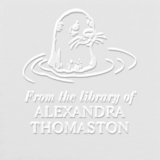 Cute Otter Head Library Book Name Embosser (Design)