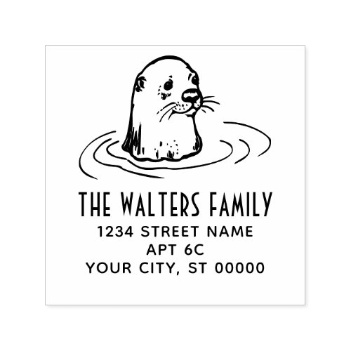 Cute Otter Head Name Return Address Self_inking Stamp