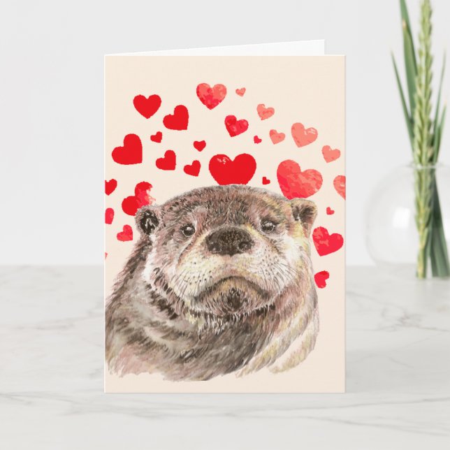 Cute Otter Hearts No Otter Like You Fun Animals Card (Front)