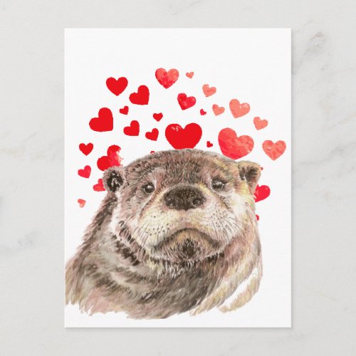 Cute Otter Hearts Sending All My Love  Postcard