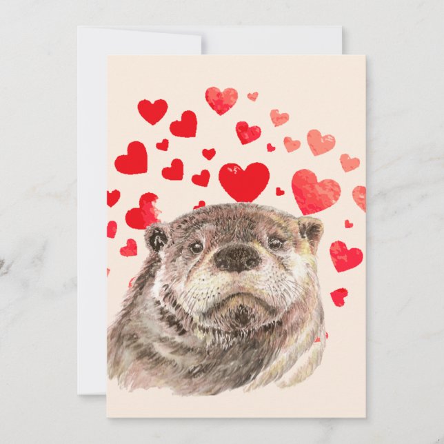 Cute Otter Hearts Sending Love Animal  Card (Front)
