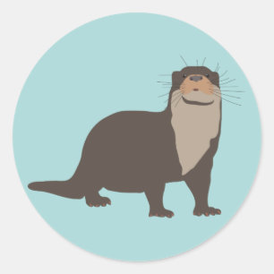 Cute Otter Illustration Classic Round Sticker