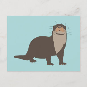 Cute Otter Illustration Holiday Postcard