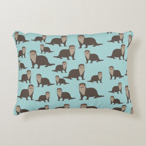Cute Otter Illustration Pattern  Accent Pillow