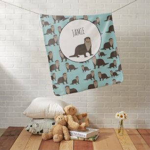 Cute Otter Illustration Pattern Baby Blanket