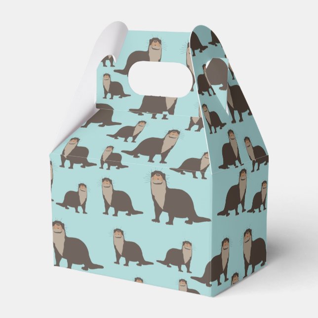 Cute Otter Illustration Pattern Favor Boxes (Front Side)