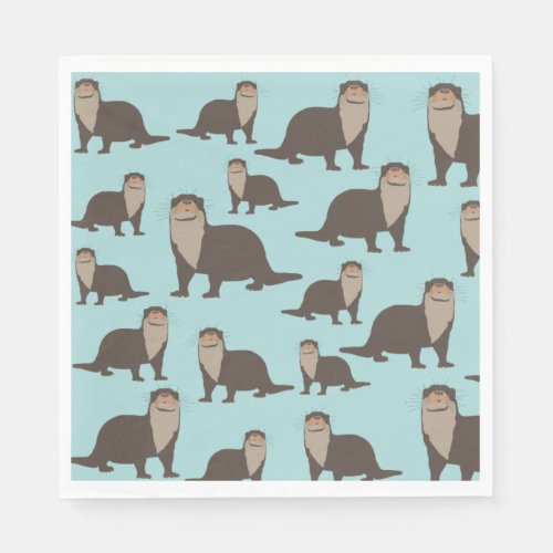 Cute Otter Illustration Pattern   Napkins