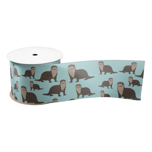 Cute Otter Illustration Pattern   Satin Ribbon