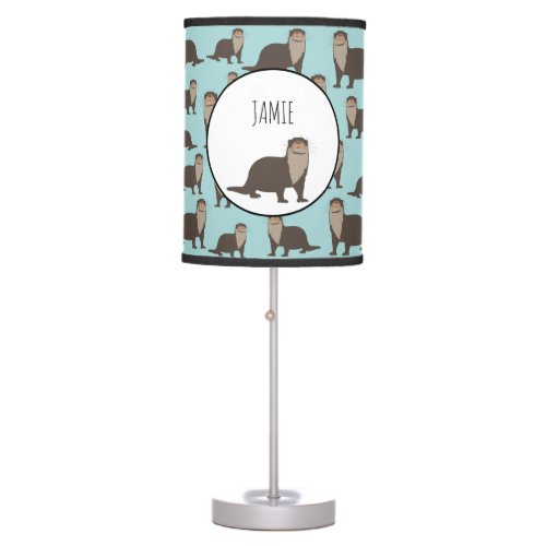 Cute Otter Illustration Pattern  Table Lamp