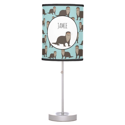 Cute Otter Illustration Pattern Table Lamp (Front)