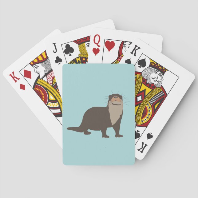 Cute Otter Illustration Poker Cards (Back)