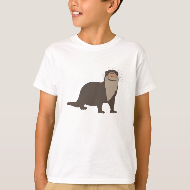 Cute Otter Illustration T-Shirt (Front)
