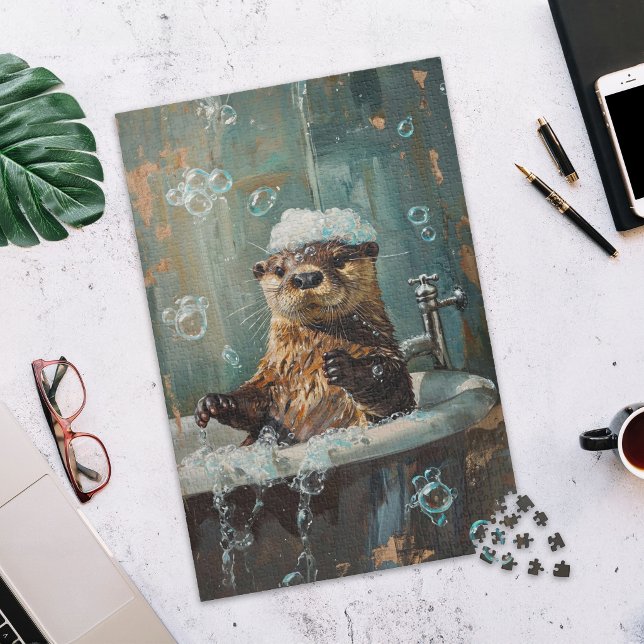 Cute Otter in Bubble Bath Jigsaw Puzzle (Creator Uploaded)