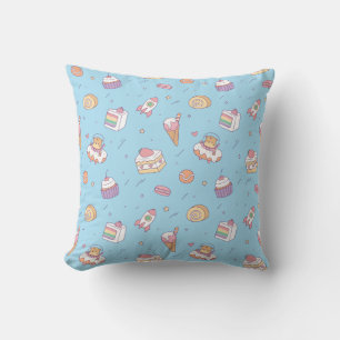 Cute Otter in Outer Space and Desserts Pattern Throw Pillow