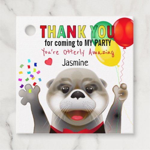 Cute Otter in Tuxedo  Birthday Party Thank You Favor Tags