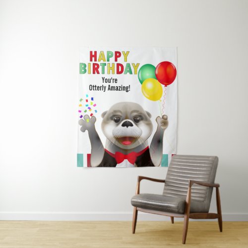 Cute Otter in Tuxedo  Birthday Tapestry