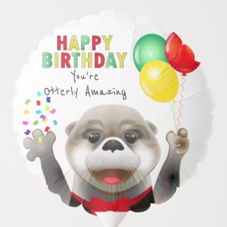 Cute Otter in Tuxedo | Happy Birthday Balloon