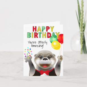 Cute Otter in Tuxedo Happy Birthday Card