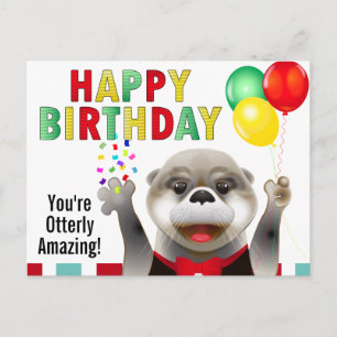 Cute Otter in Tuxedo   Happy Birthday Postcard