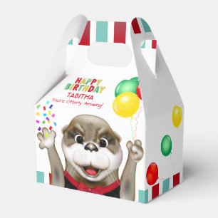 Cute Otter in Tuxedo Kids Birthday Party Favor Boxes