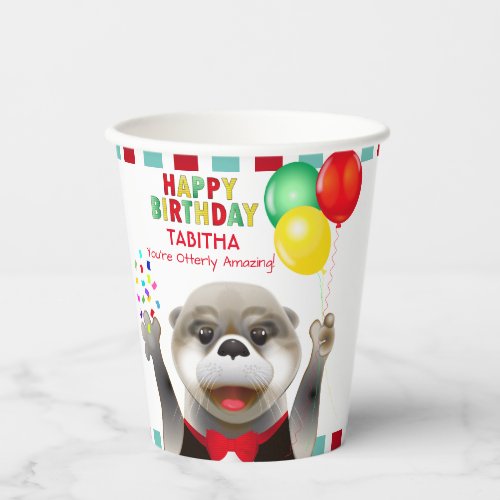 Cute Otter in Tuxedo  Kids Birthday Party Paper Cups