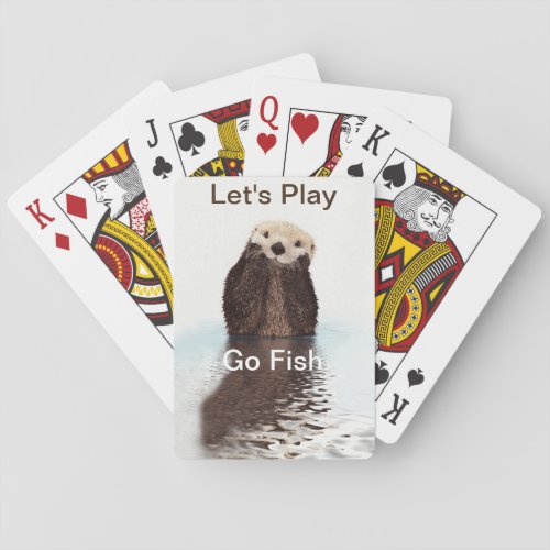 Cute Otter in Water Poker Cards