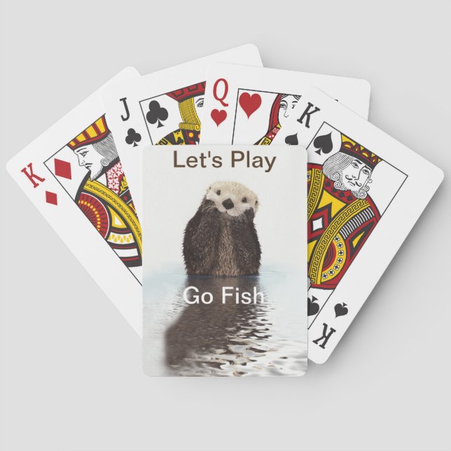 Cute Otter in Water Poker Cards (Back)