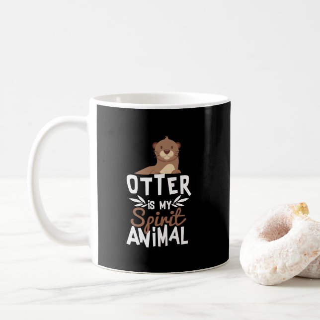 Cute Otter Is My Spirit Animal Print Coffee Mug (With Donut)