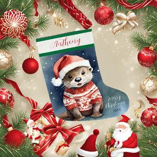 Cute Otter Large Christmas Stocking
