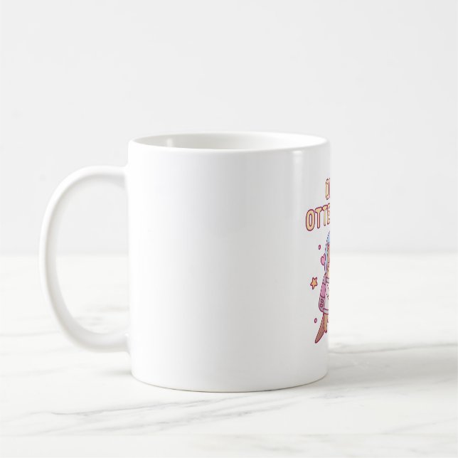 Cute Otter Off To Otter Space Funny Pun Coffee Mug (Left)